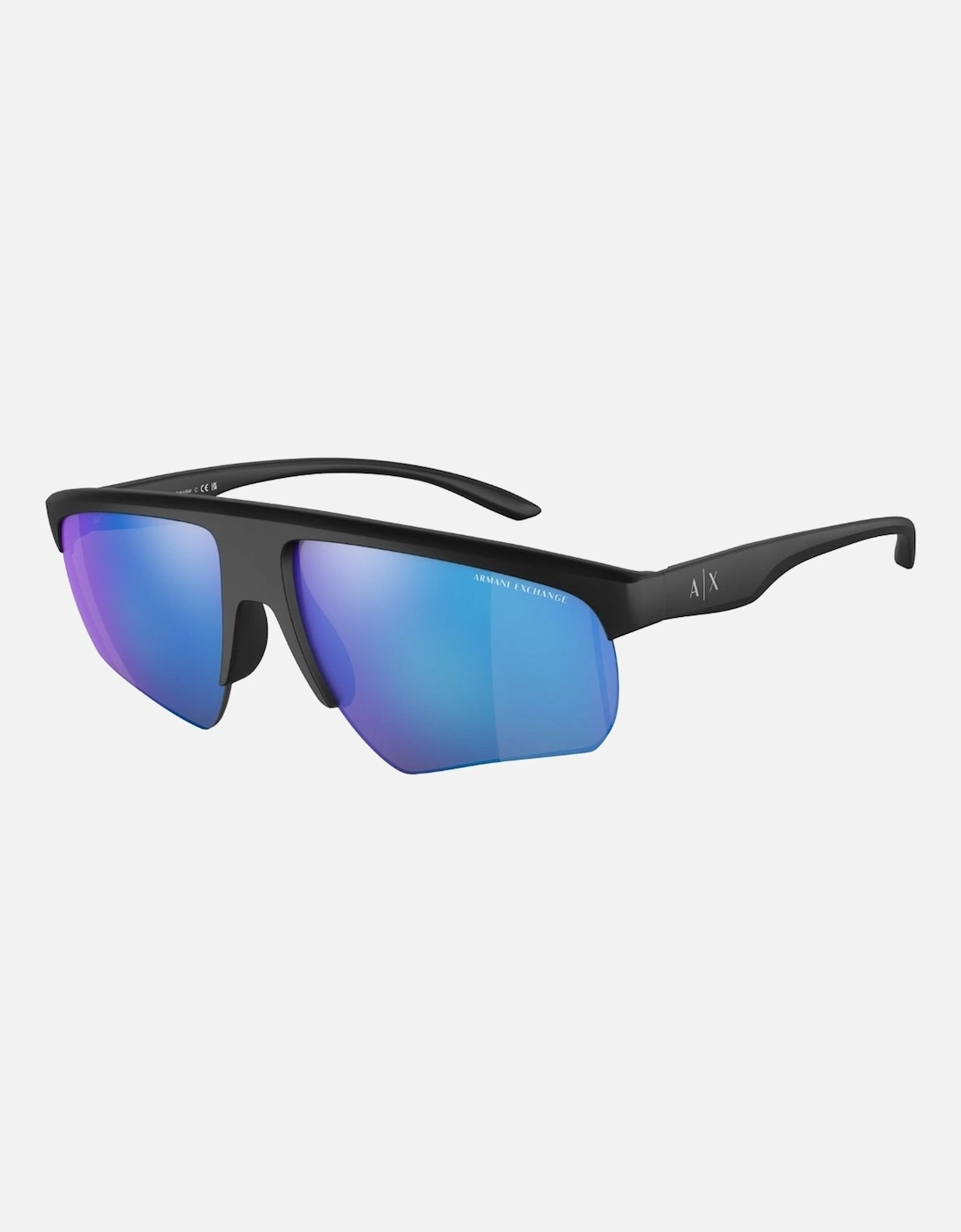 Blue Mirrored Lens Black Sunglasses