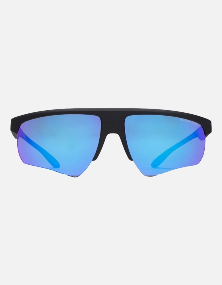 Blue Mirrored Lens Black Sunglasses