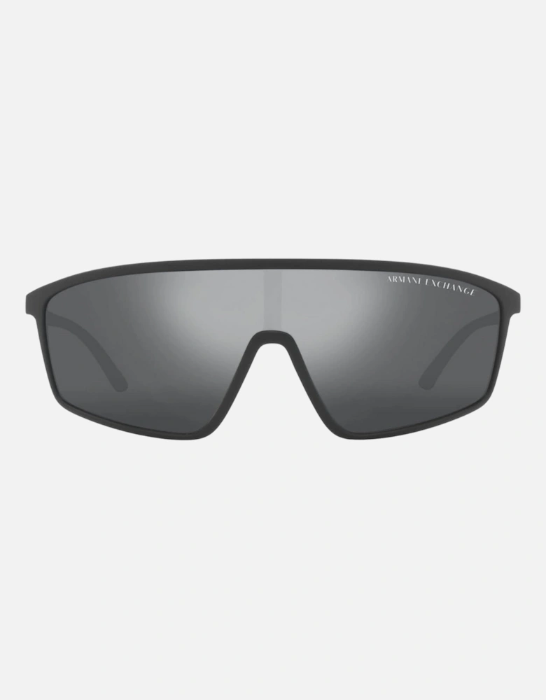 Grey Mirrored Lens Black Sunglasses