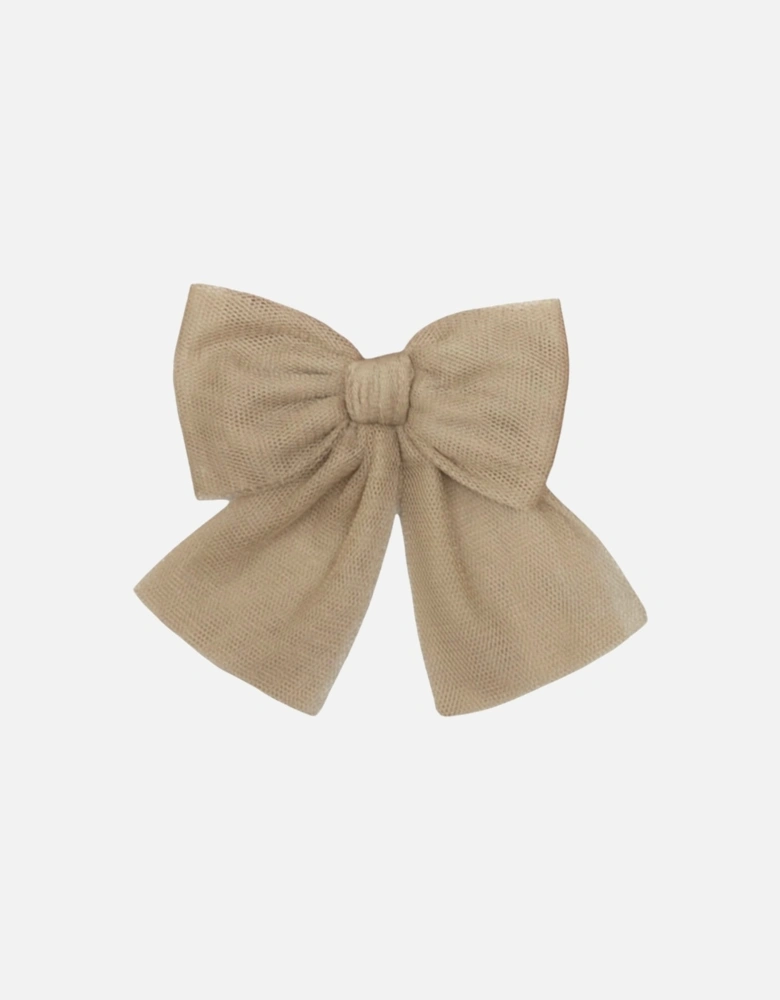 Girls Camel Tulle Bow Hair Clip