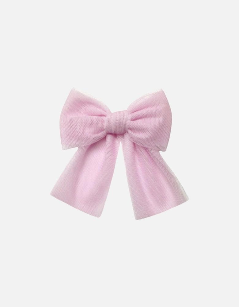 Girls Pink Tulle Bow Hair Clip