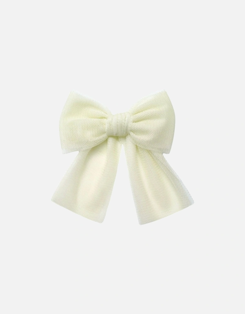 Girls Cream Tulle Bow Hair Clip