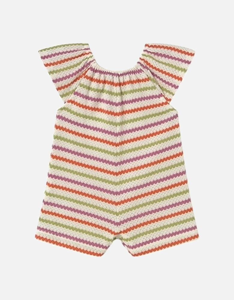 Girls Multi Stripe Crochet Playsuit