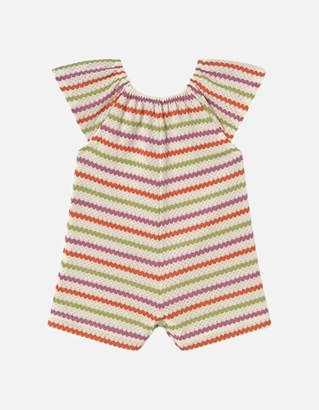 Girls Multi Stripe Crochet Playsuit, 4 of 3