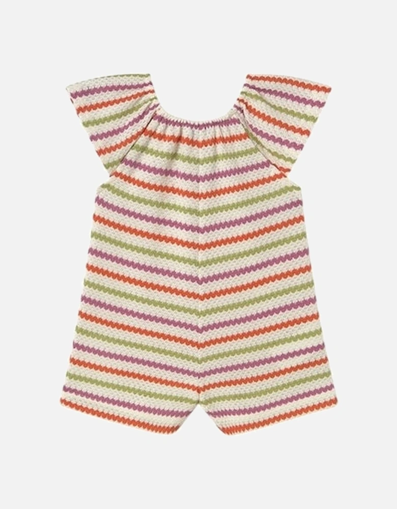 Girls Multi Stripe Crochet Playsuit