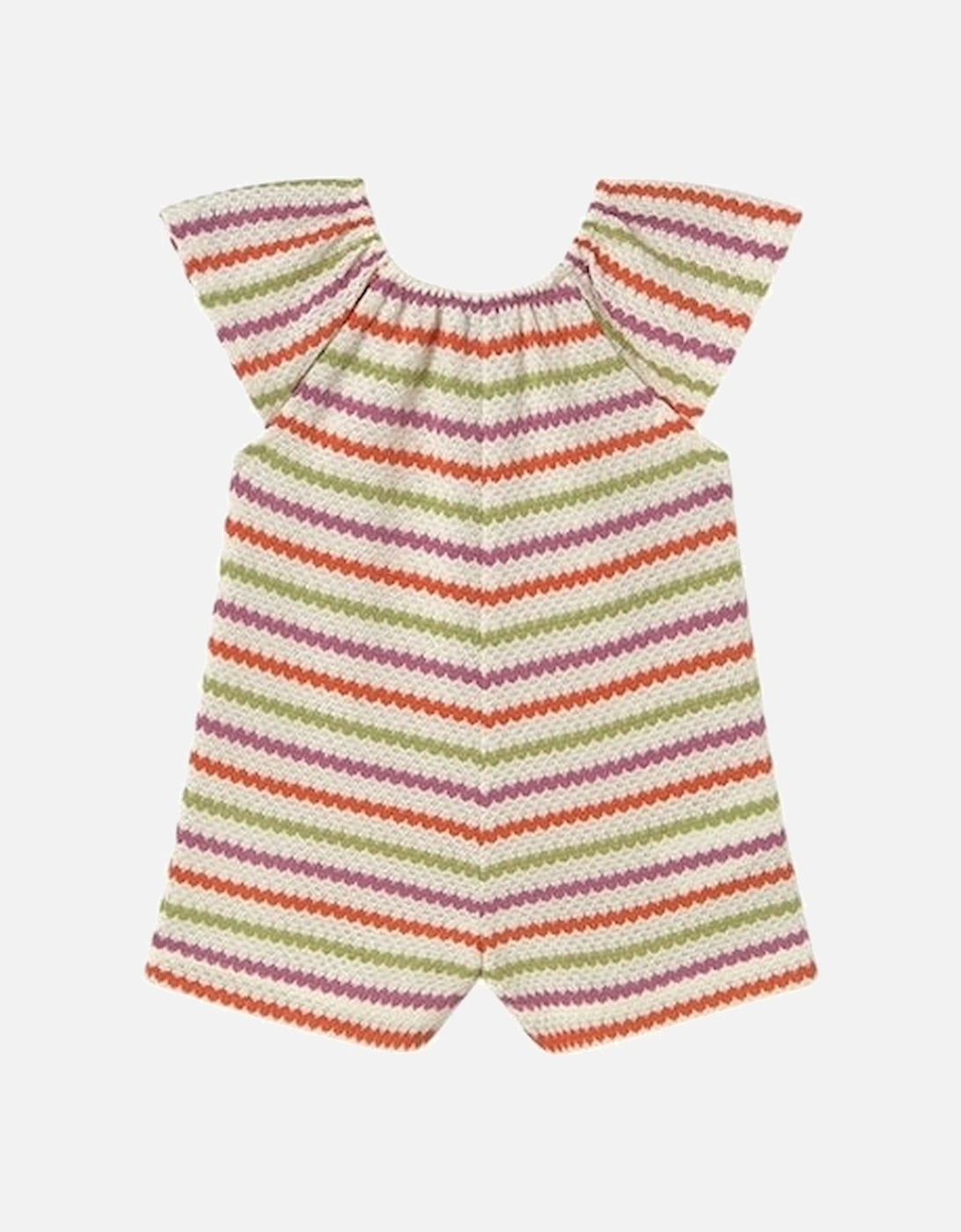 Girls Multi Stripe Crochet Playsuit