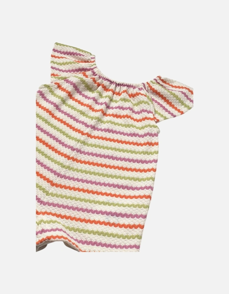 Girls Multi Stripe Crochet Playsuit