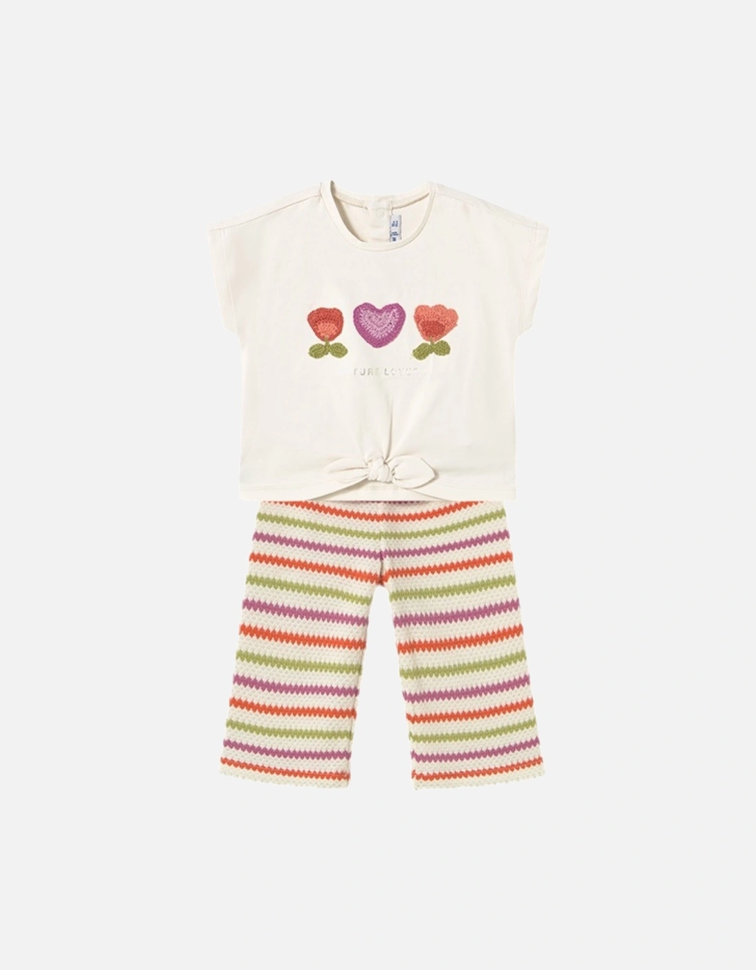 Girls Multi Stripe Crochet Legging Set, 5 of 4