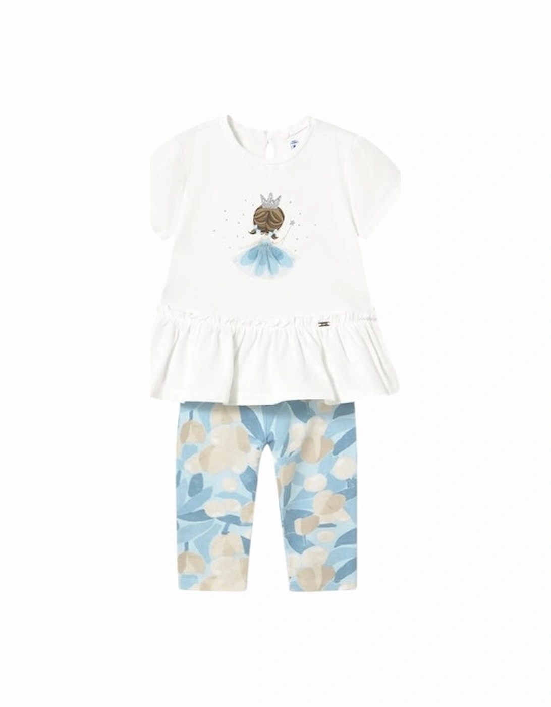 Girls Blue Printed Legging Set, 4 of 3