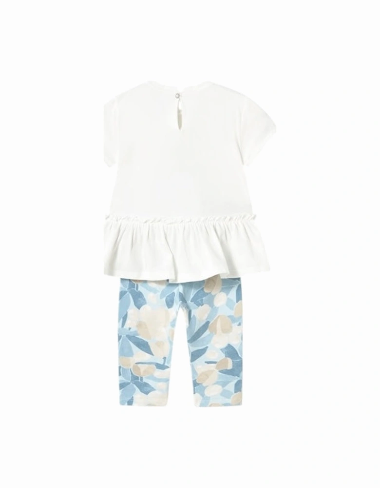 Girls Blue Printed Legging Set