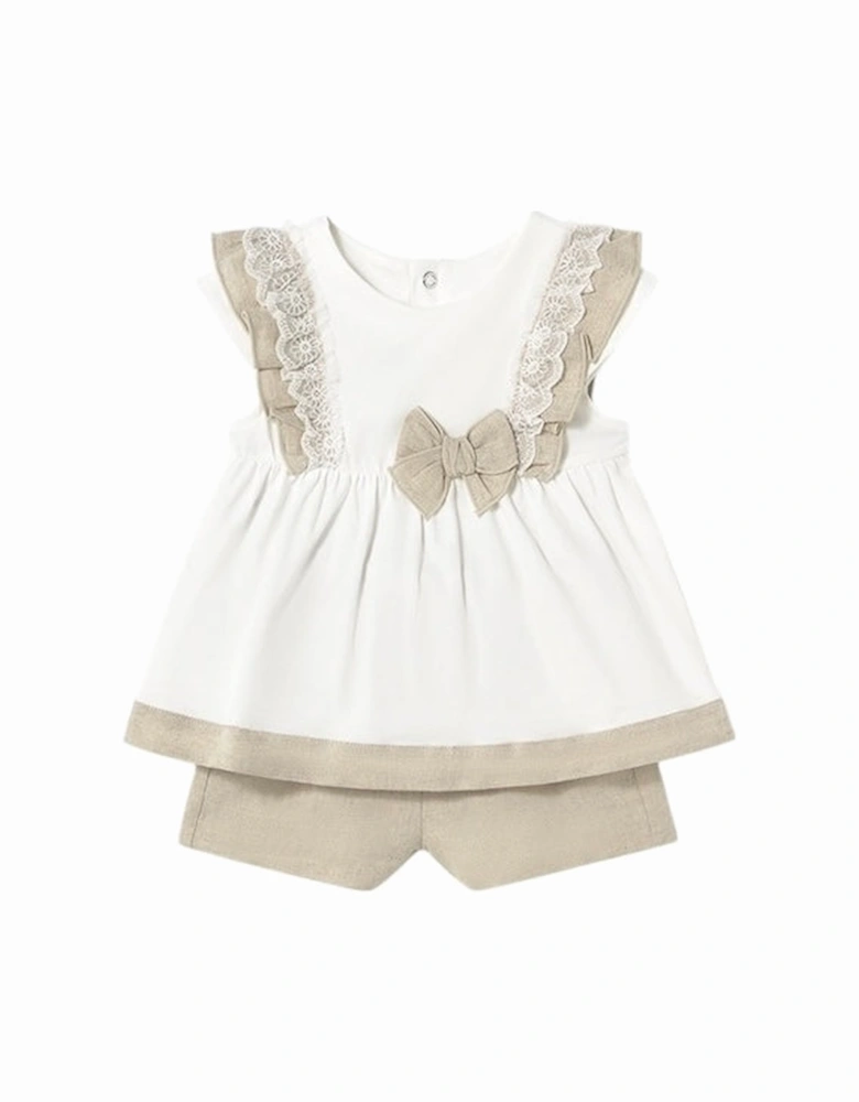 Girls Linen Frill Short Set