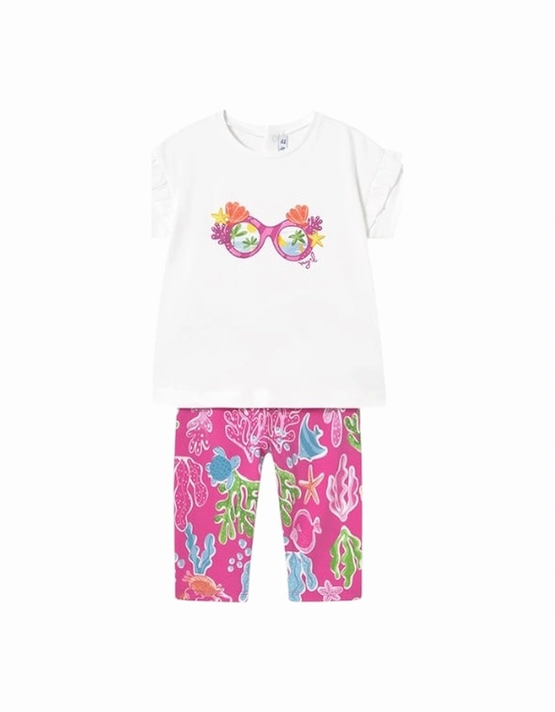 Girls Fuchsia Sea Legging Set, 4 of 3