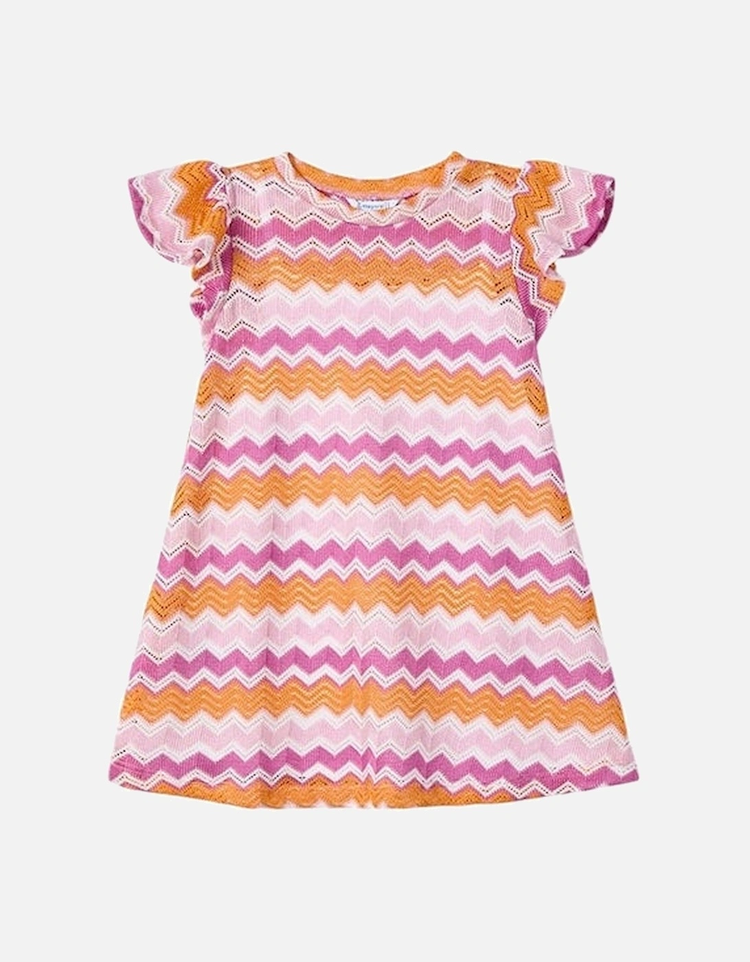 Girls Fuchsia Zig Zag Dress, 4 of 3