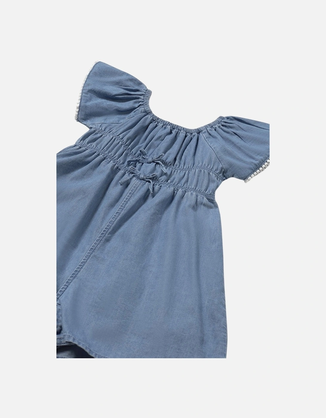 Girls Blue Denim Bow Playsuit