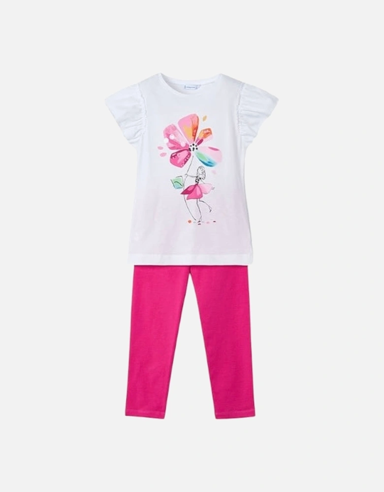 Girls Fuchsia Floral Legging Set