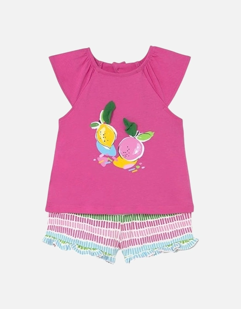 Girls Fuchsia Fruity Short Set