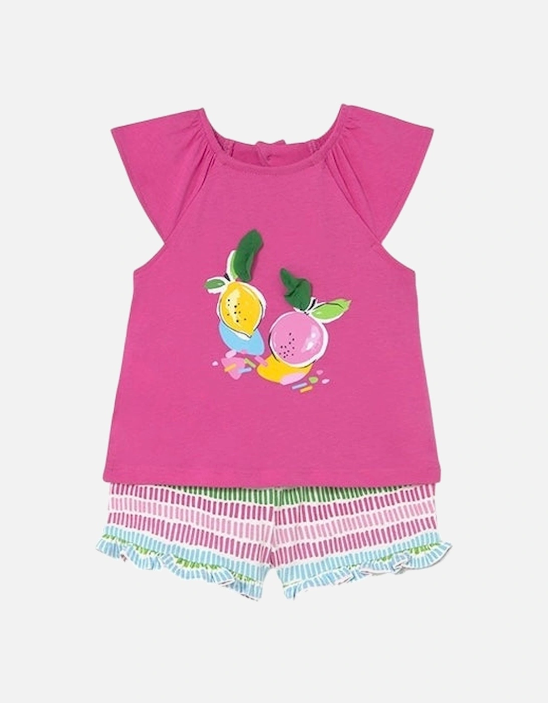 Girls Fuchsia Fruity Short Set, 4 of 3