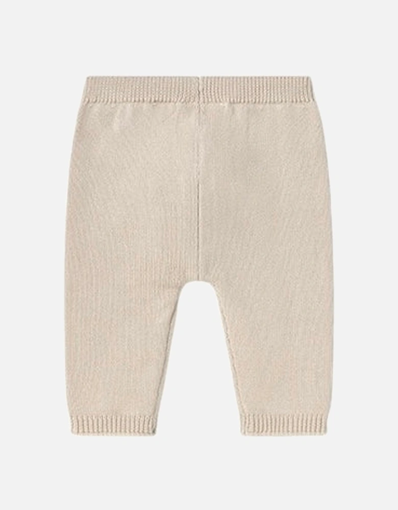 Girls Beige Knit Pant Set