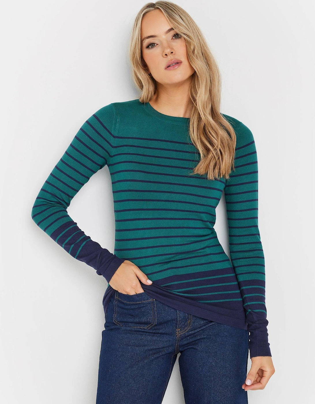 Stripe Fine Gauge Jumper - Green, 2 of 1