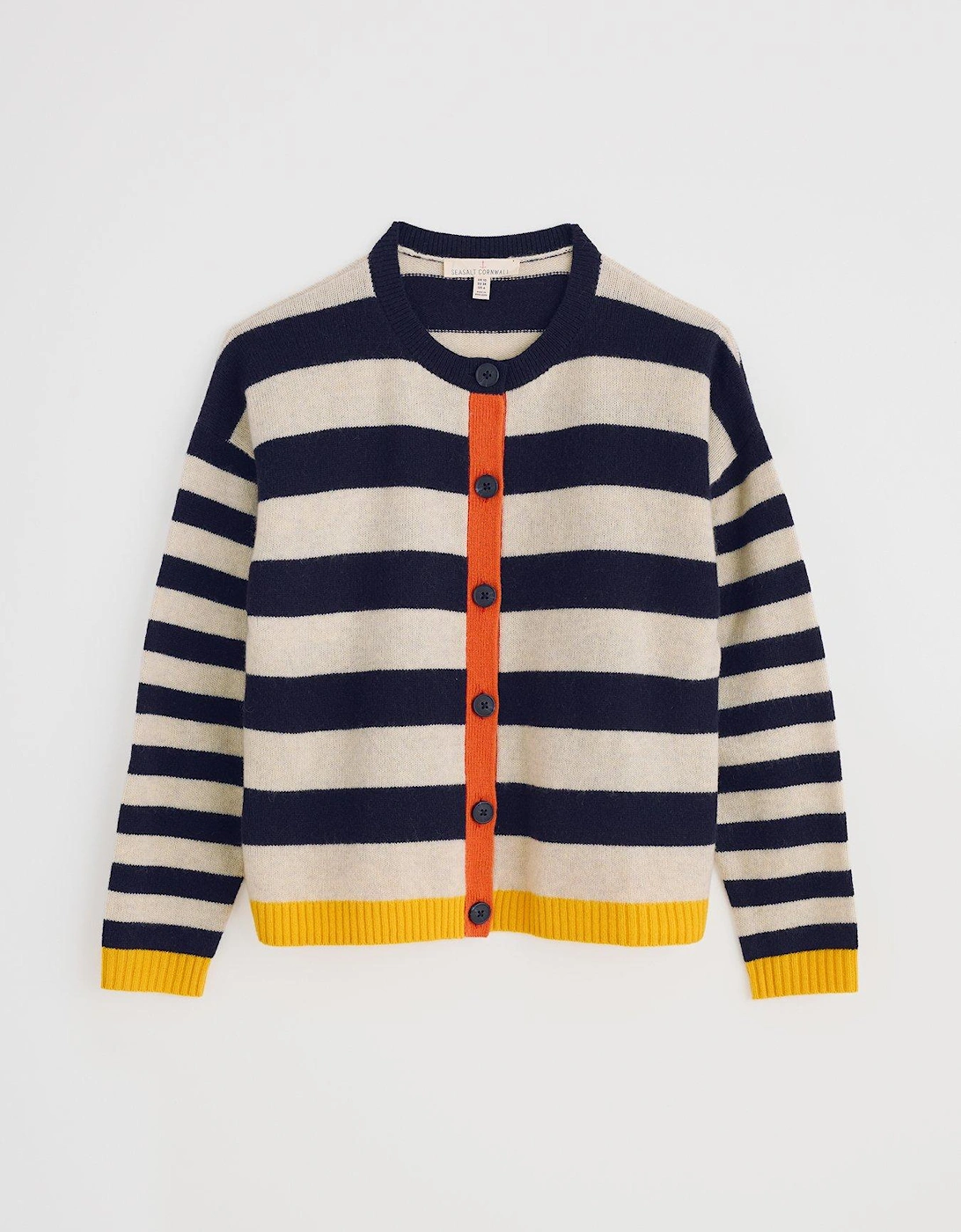 Pinwell Stripe Lambswool Cardigan - Navy