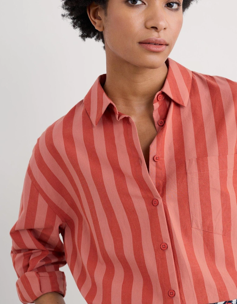 Striped Button Up Shirt - Pink