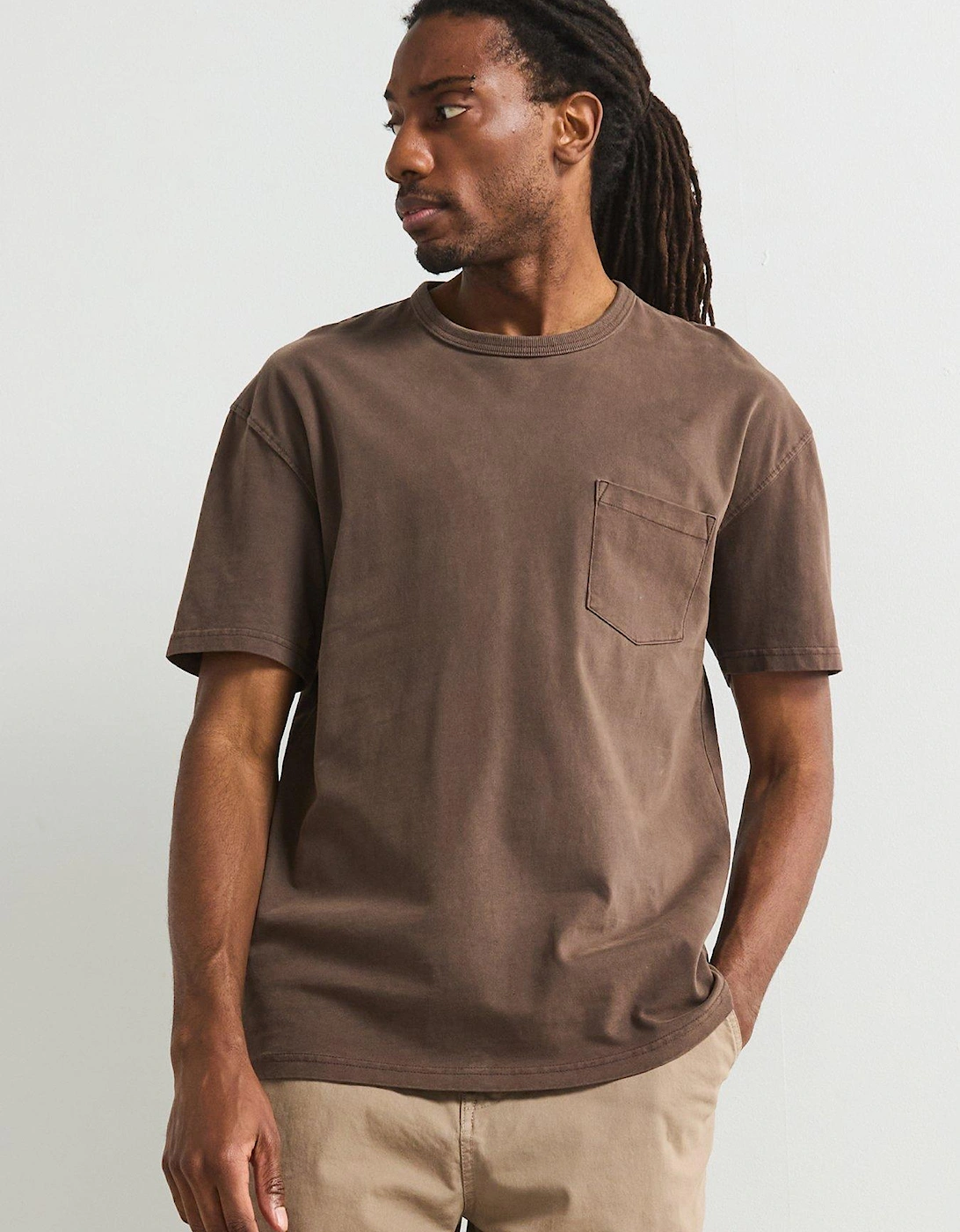 Relaxed Fit Heavyweight Washed T-Shirt - Brown, 7 of 6