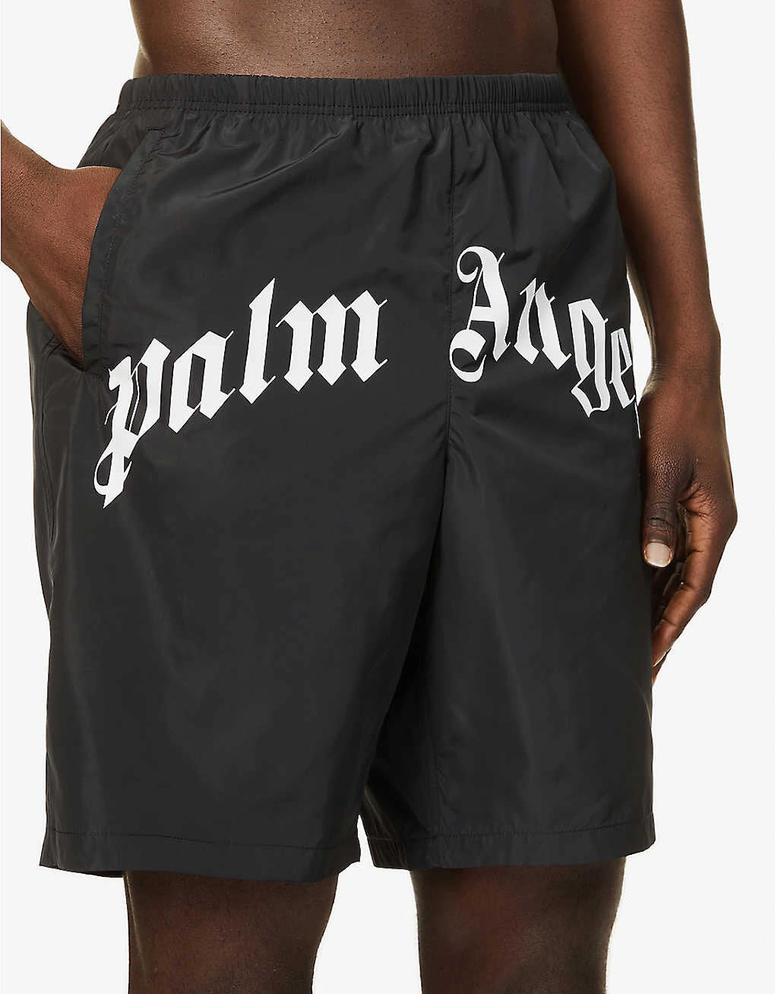 Curved Logo Swim Shorts in Black