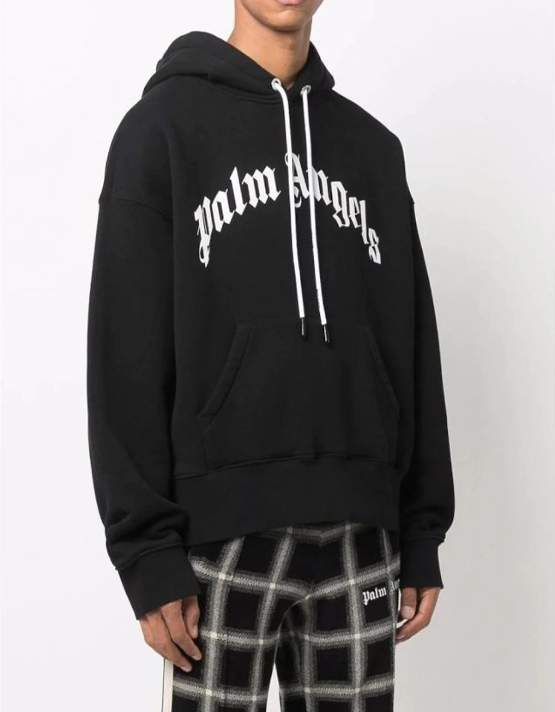 Curved Logo Hoodie in Black