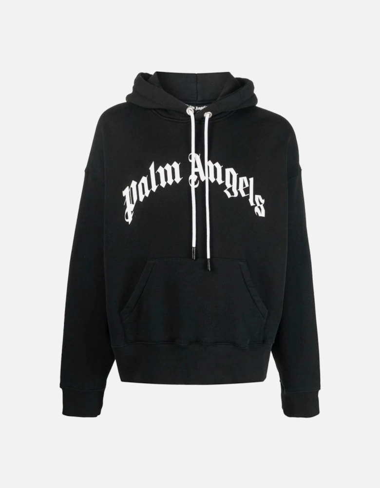 Curved Logo Hoodie in Black