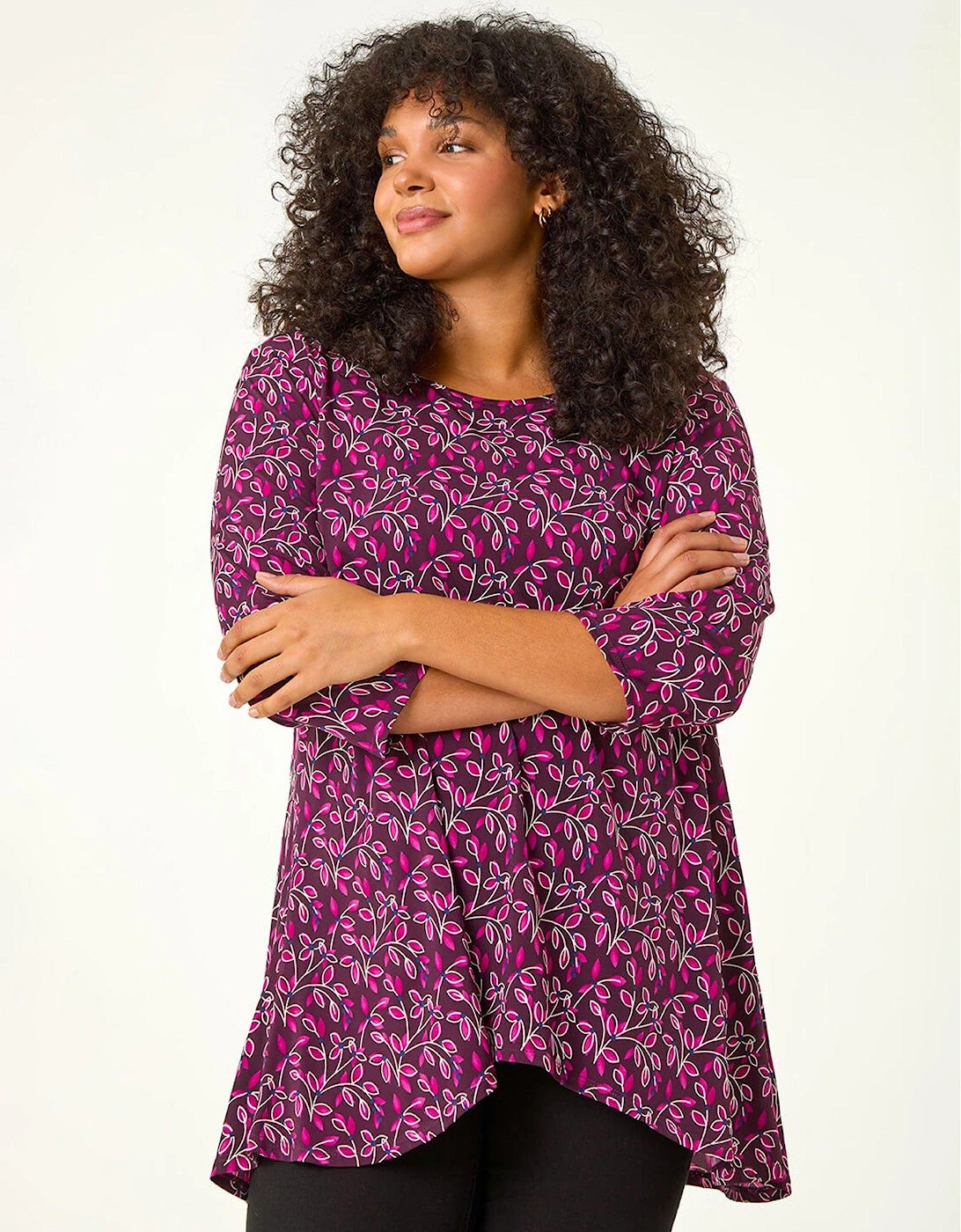 Curve Textured Floral Tunic - Magenta, 2 of 1