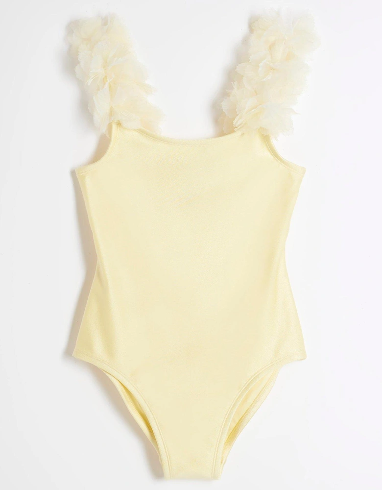 Girls 3D Flower Swimsuit - Lemon - Yellow