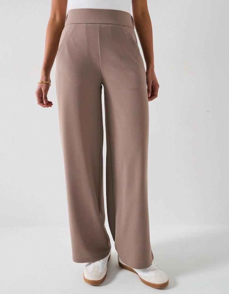 Louisville Catia Wide Leg Jersey Pant - Brown