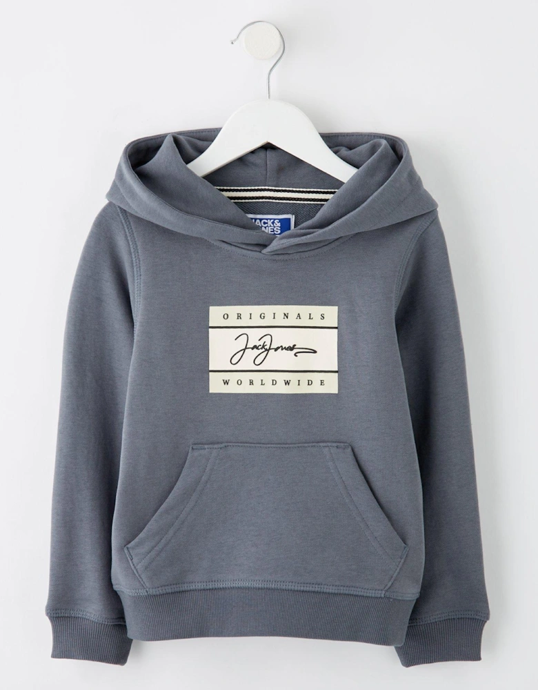 Younger Boys Frederiksberg Box Script Hoodie - Grey