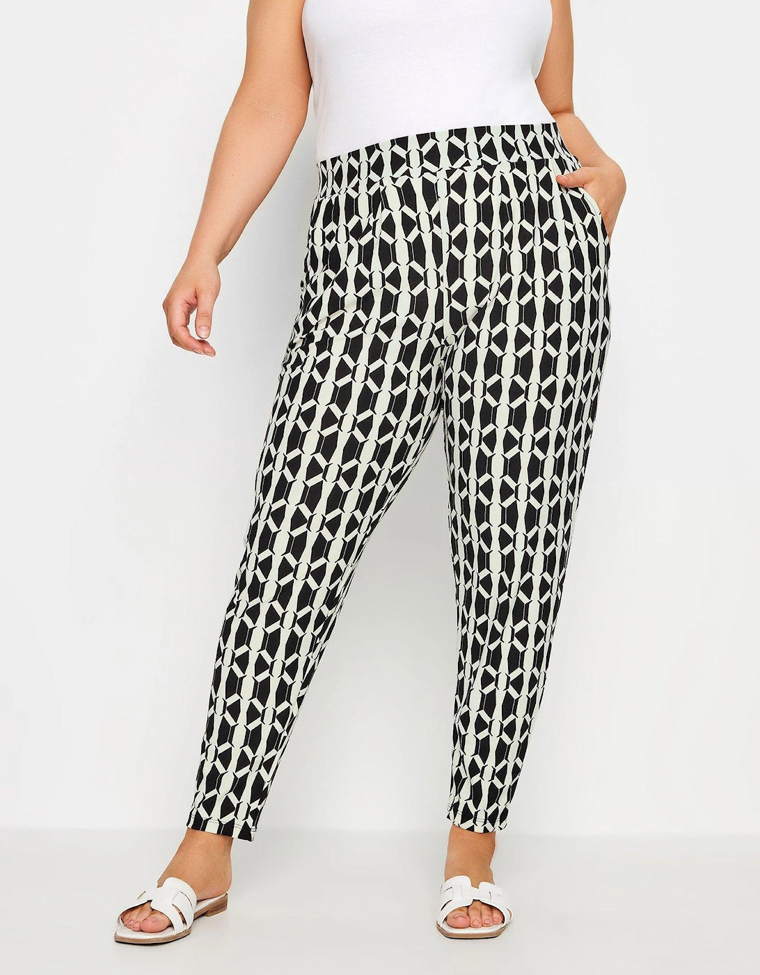 Geometric Double Pleat Harem Trouser - White, 2 of 1