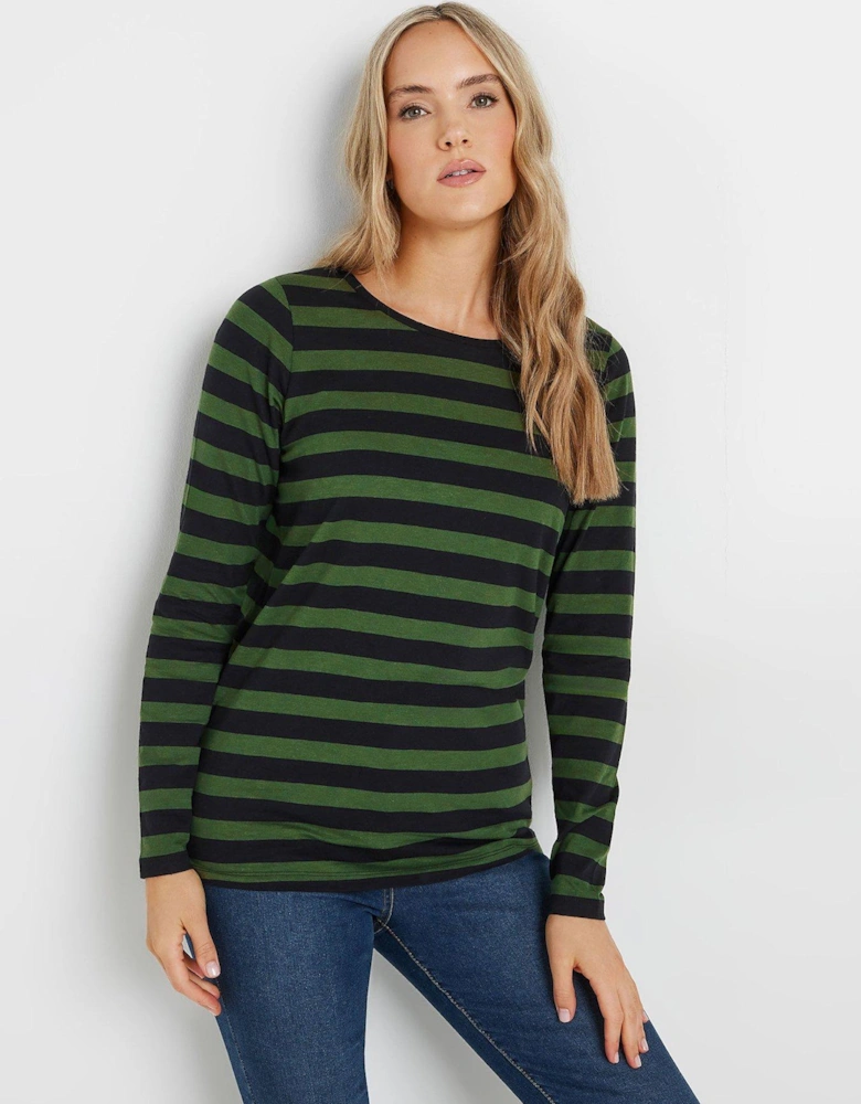 Tall Stripe Long Sleeve Scoop Neck T-shirt