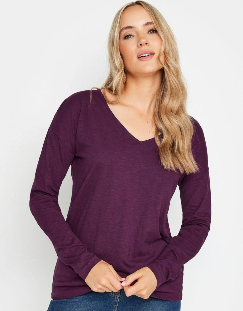 Tall Long Sleeve V Neck T-shirt - Purple