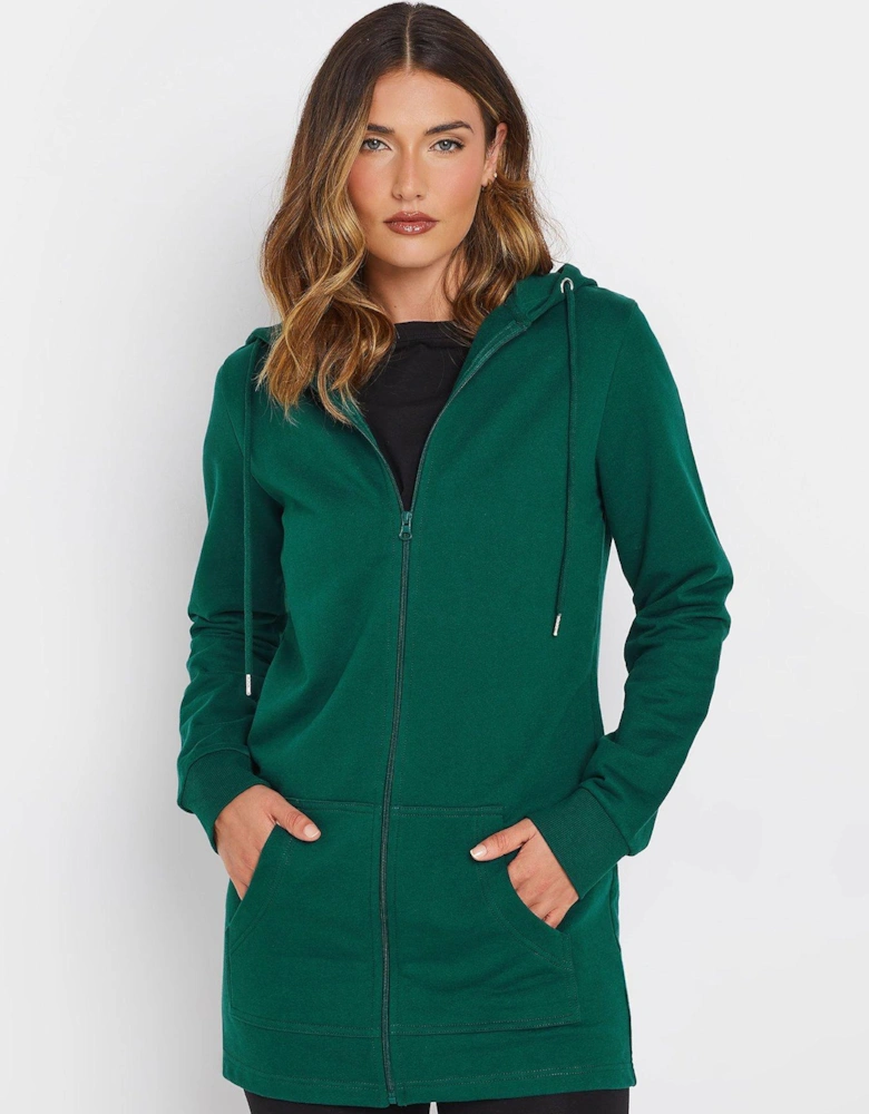 Tall Longline Zip Hoodie - Green