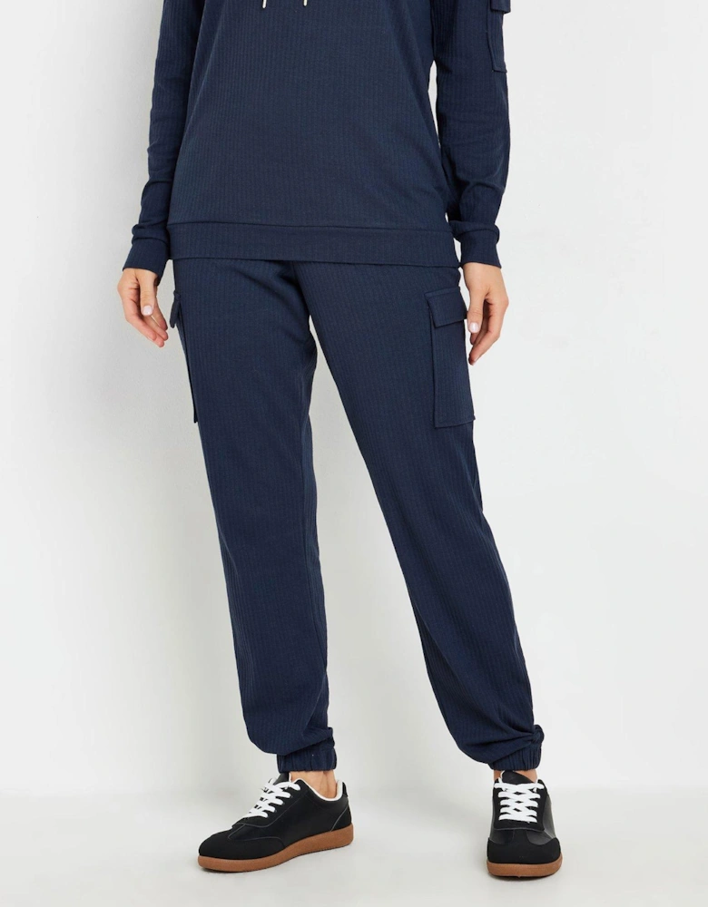 Tall Ribbed Cargo Jogger - Blue