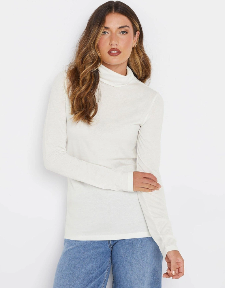 Tall Roll Neck T-shirt - Ivory