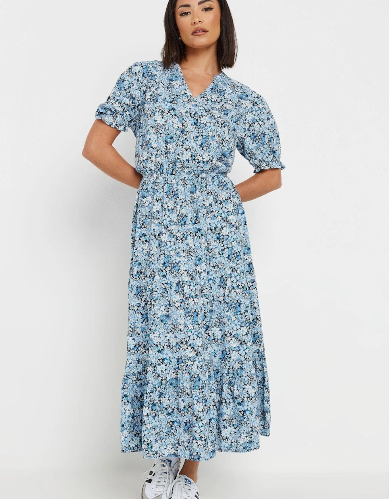 Petite Floral Smock Dress - Blue