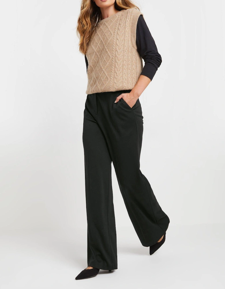 Tall Ponte Wide Leg Trouser 34" - Black