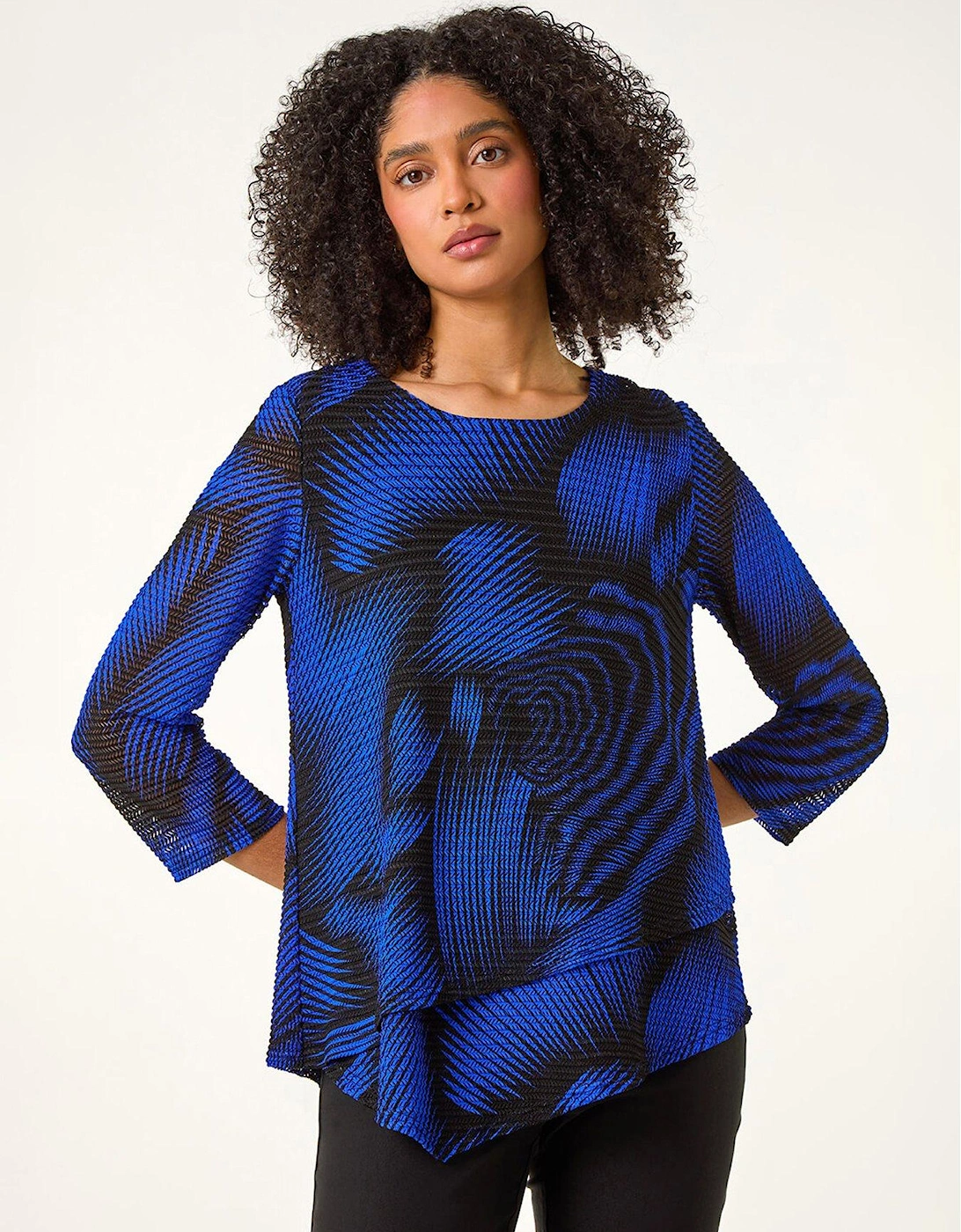 Abstract Print Textured Top - Royal Blue, 2 of 1