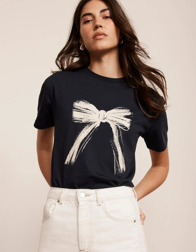 Bow Graphic T-Shirt - Navy