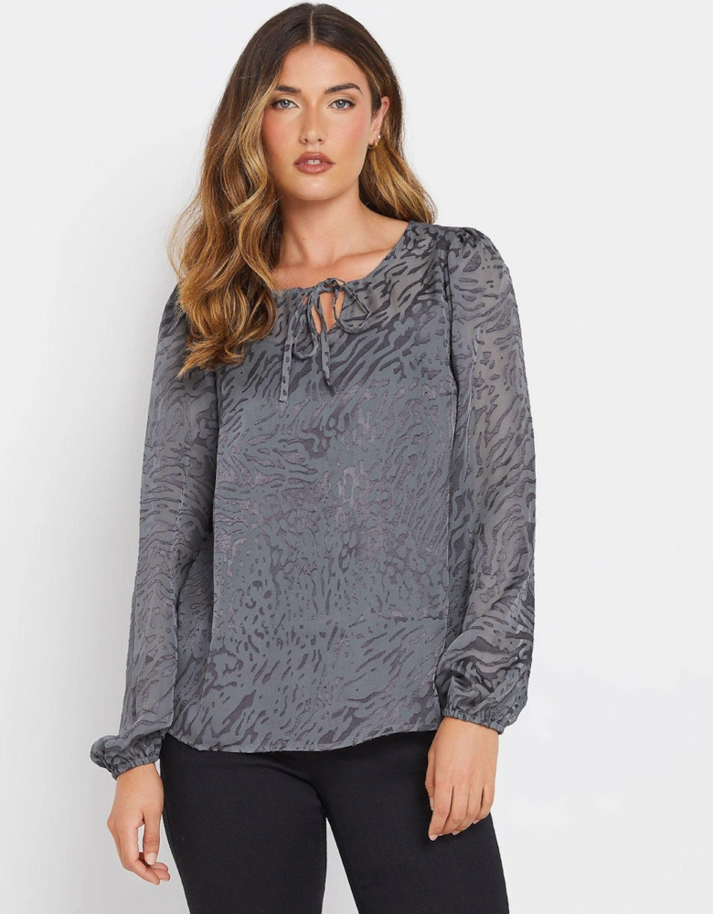 Tall Burnout Gypsy Top - Grey