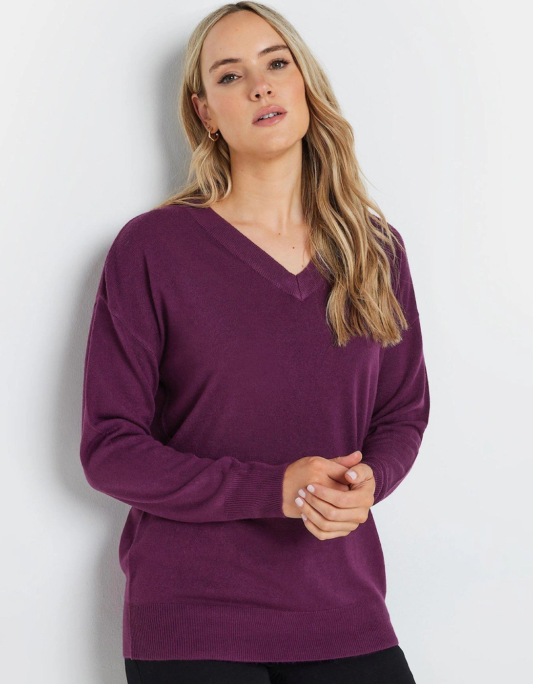 Tall V Neck Jumper - Purple, 2 of 1