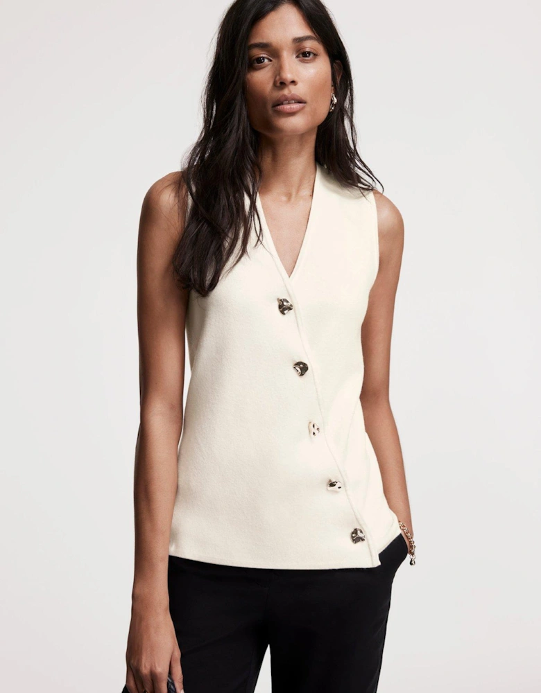 Ivory Clean Knit Waistcoat - White