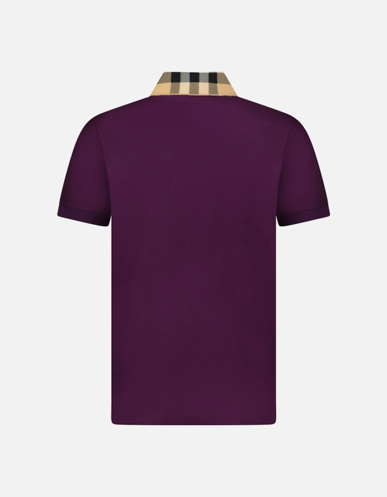 'Cody' Check Collar Short Sleeve Polo T-Shirt Purple