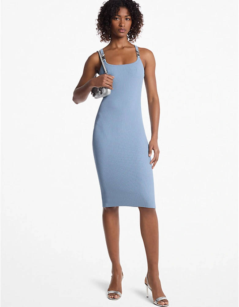 Ribbed Stretch Knit Midi Tank Dress