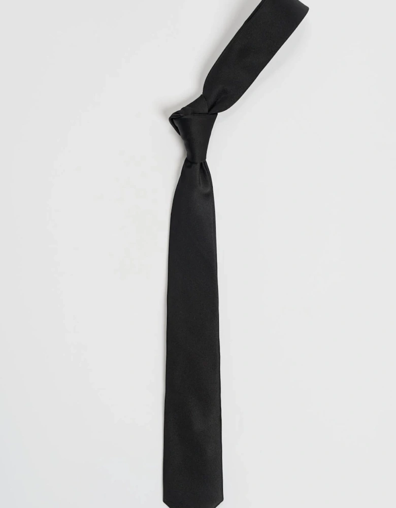 Boys Black Tie and Pocket Square Set