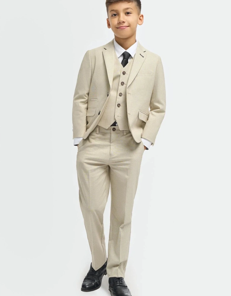 Boys Hampton Beige 3 Piece Occasion Suit